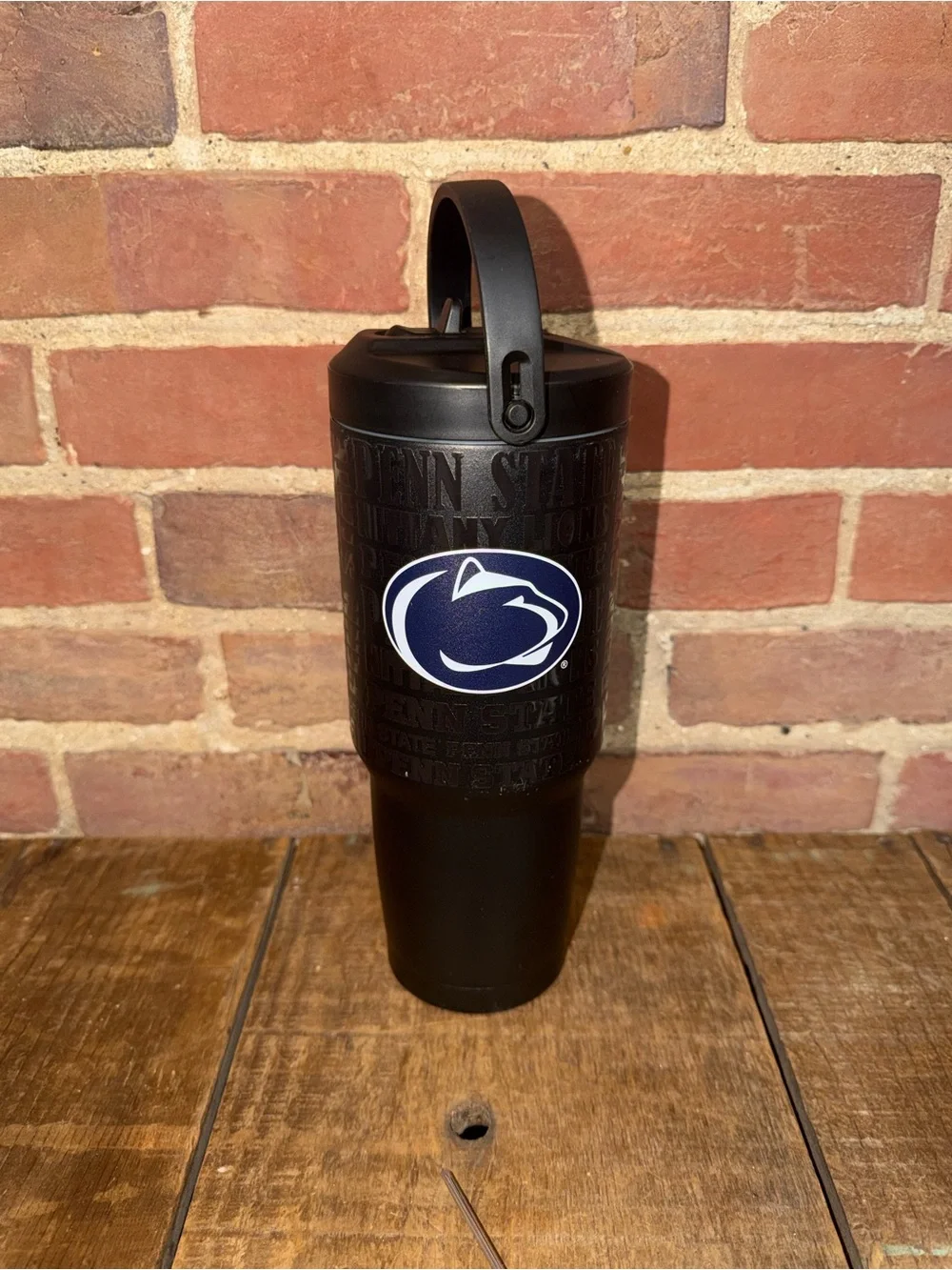 NCAA Penn State Nittany Lions Black Travel Tumbler Double Walled 30oz Straw